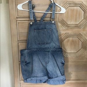 Blue jean overall shorts